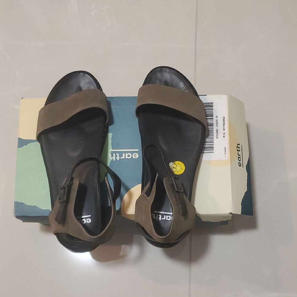Earth Women's Brown Ankle Strap Sandals